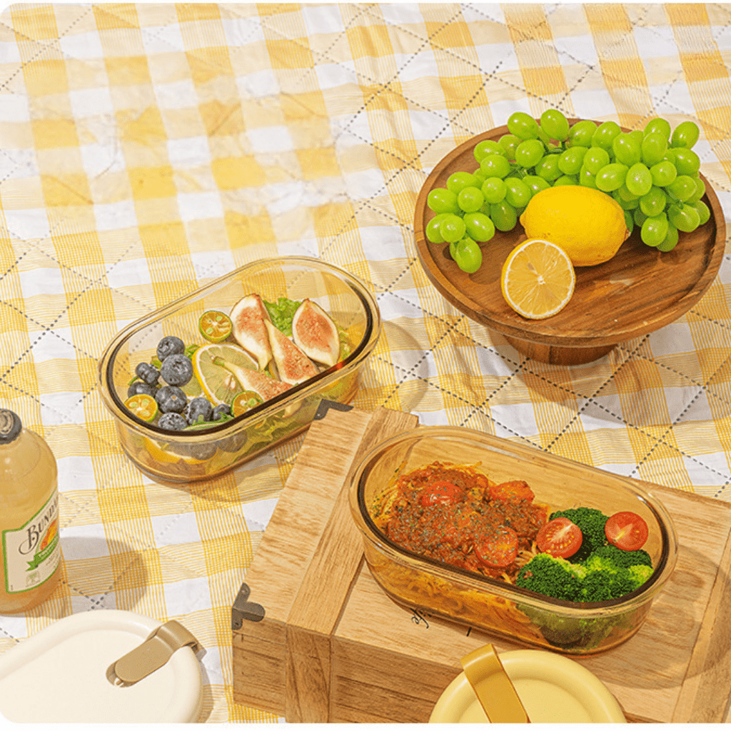 Multi-Functional Microwave-Safe Glass Lunch Box with Sealed Compartment(750ml)