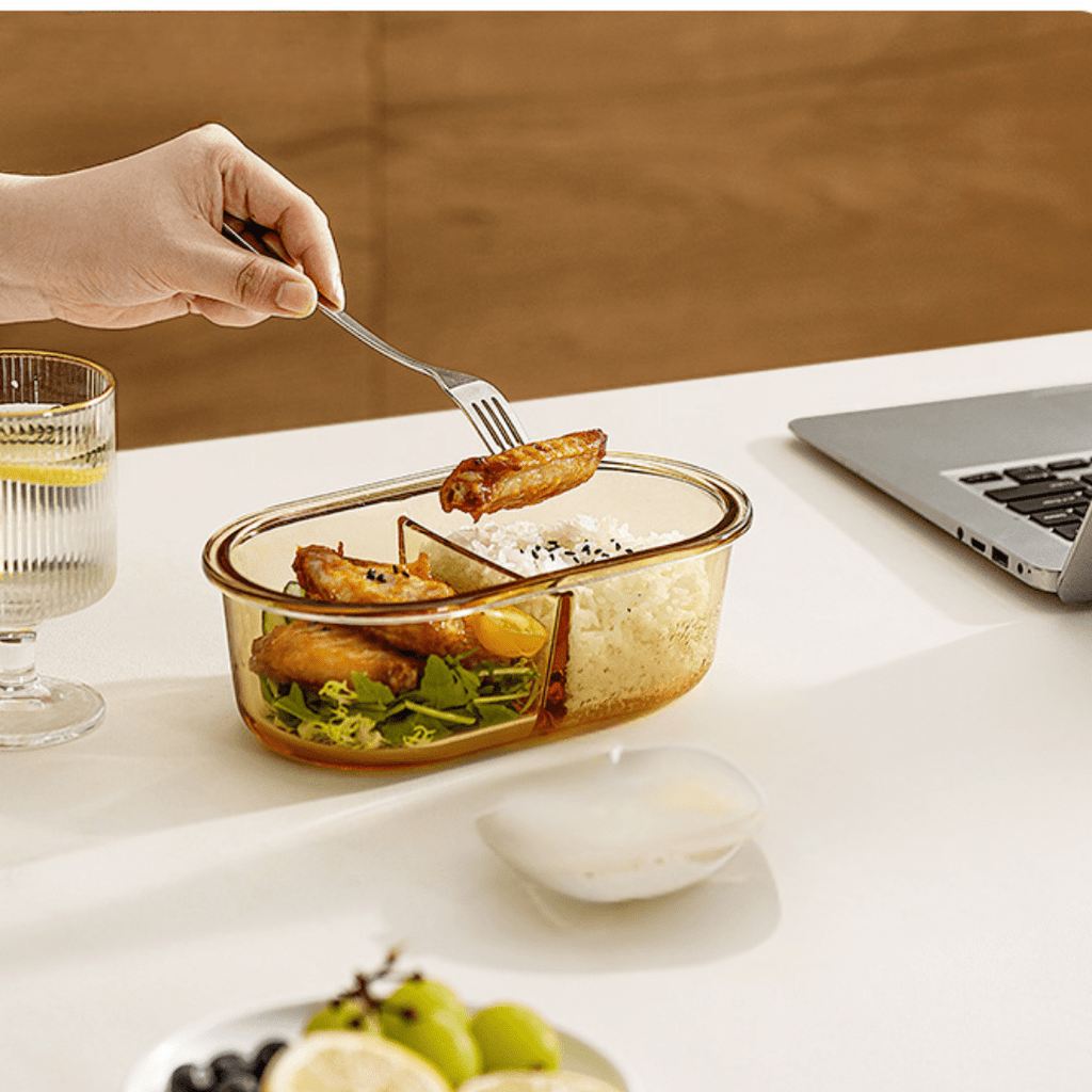 Multi-Functional Microwave-Safe Glass Lunch Box with Sealed Compartment(750ml)